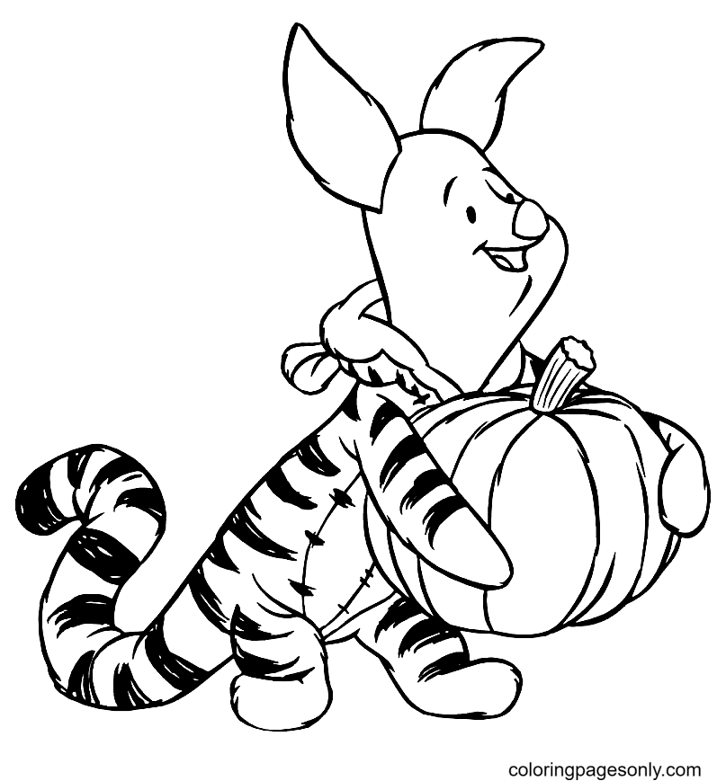 Piglet on Halloween Coloring Page