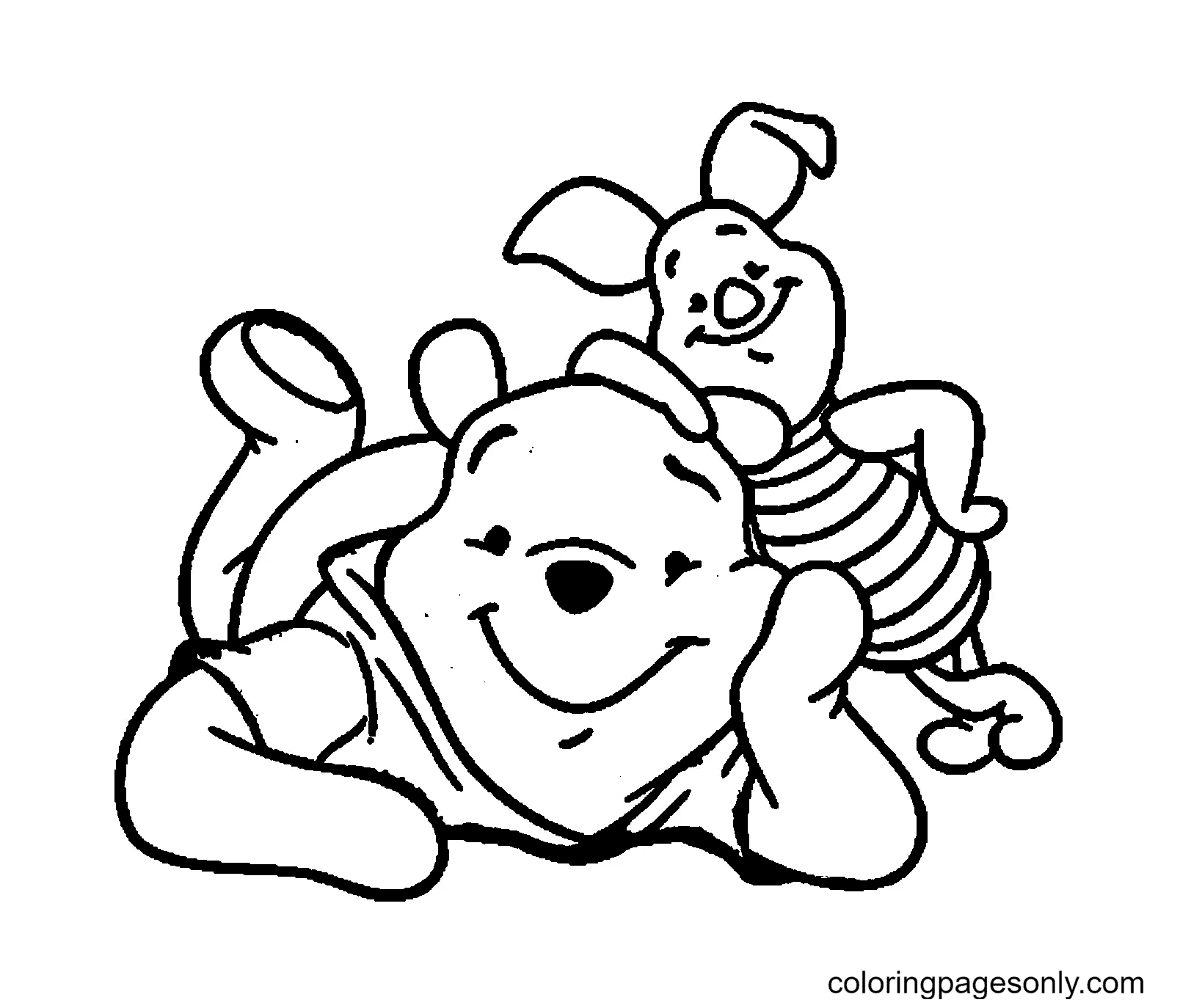 Piglet with Pooh Coloring Page