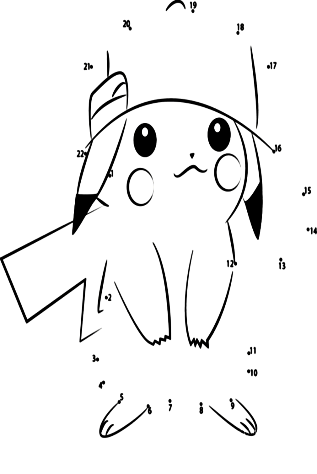 Pikachu Dot To Dot Coloring Pages