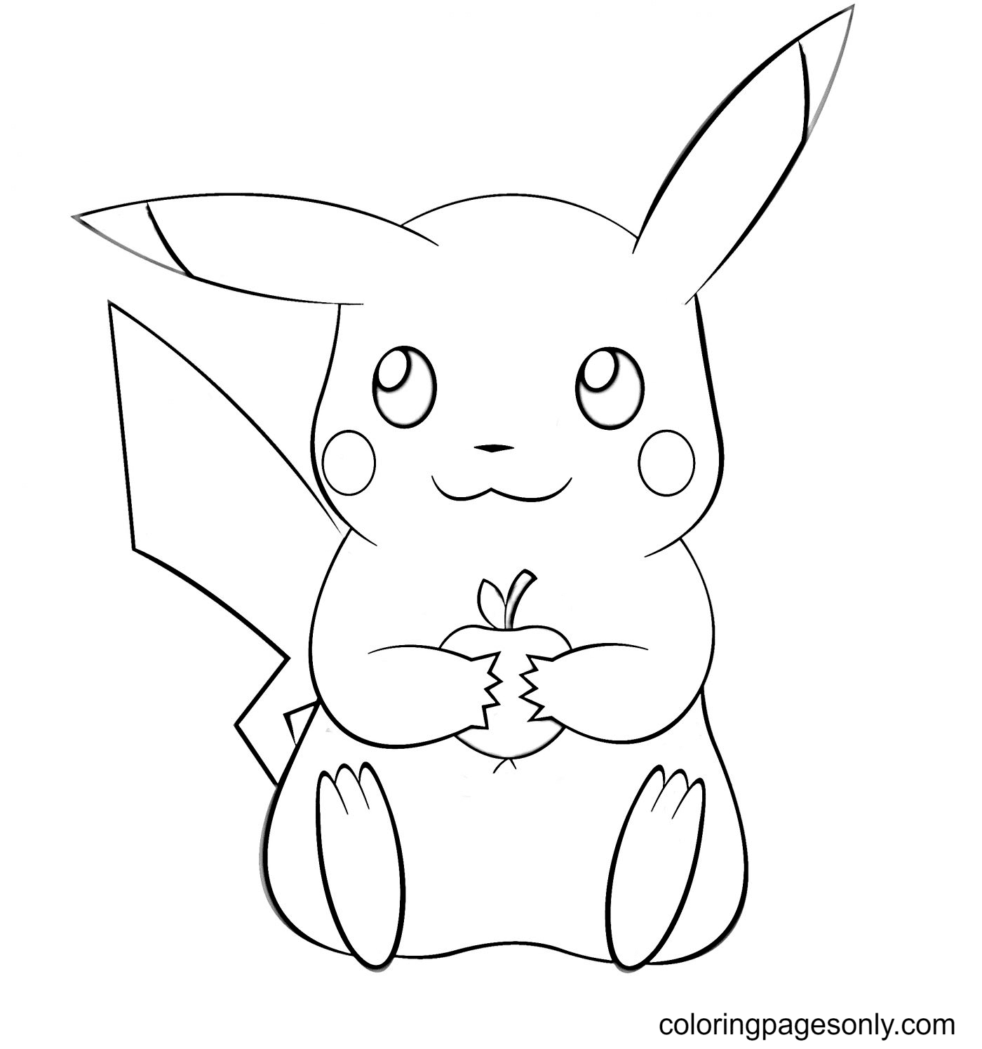 Pikachu houdt appel vast van Pikachu