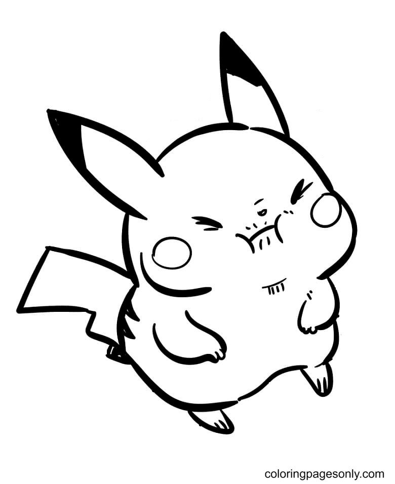 Pikachu Looks Funny Coloring Page