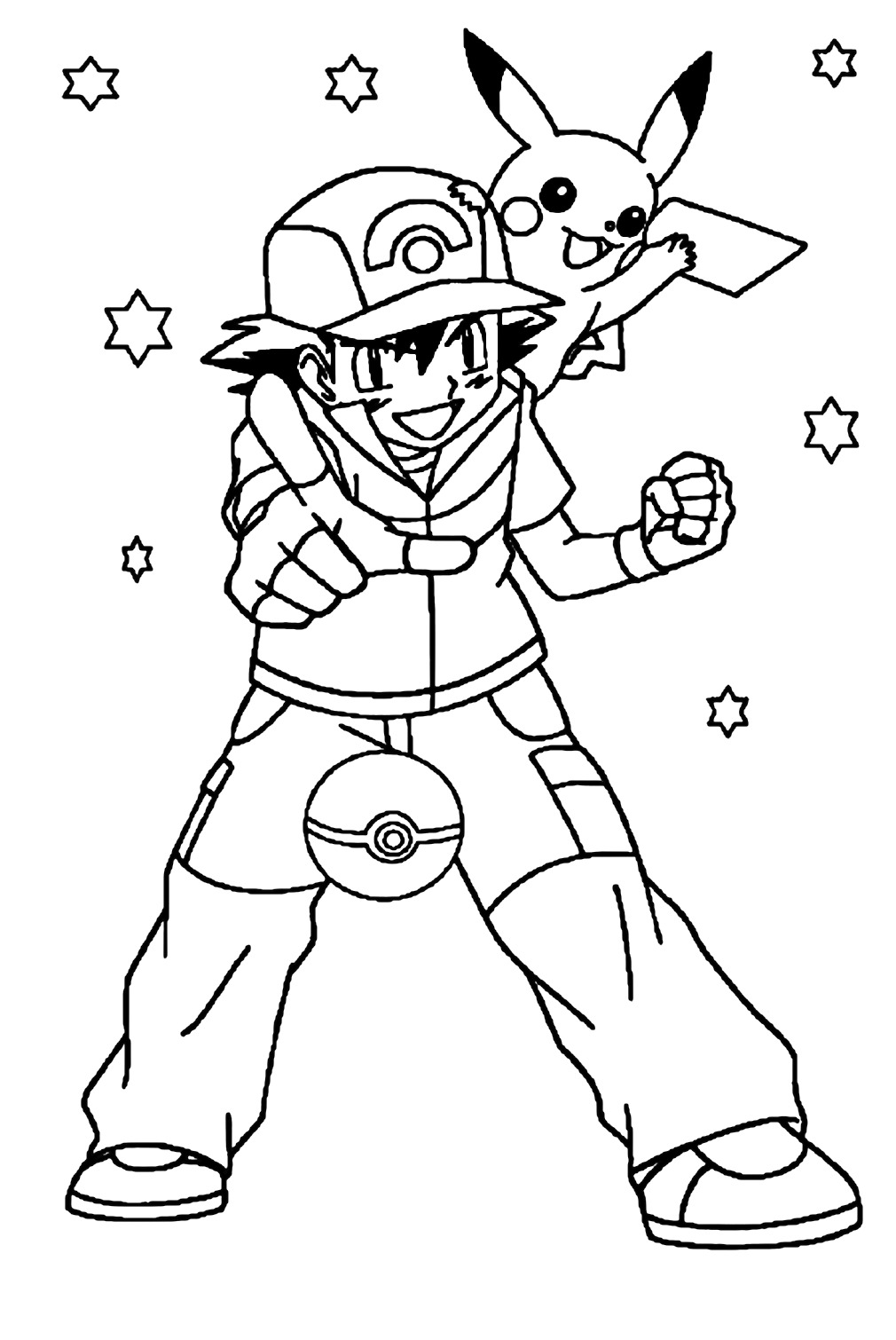 Pikachu Pokemon and Ash Coloring Pages
