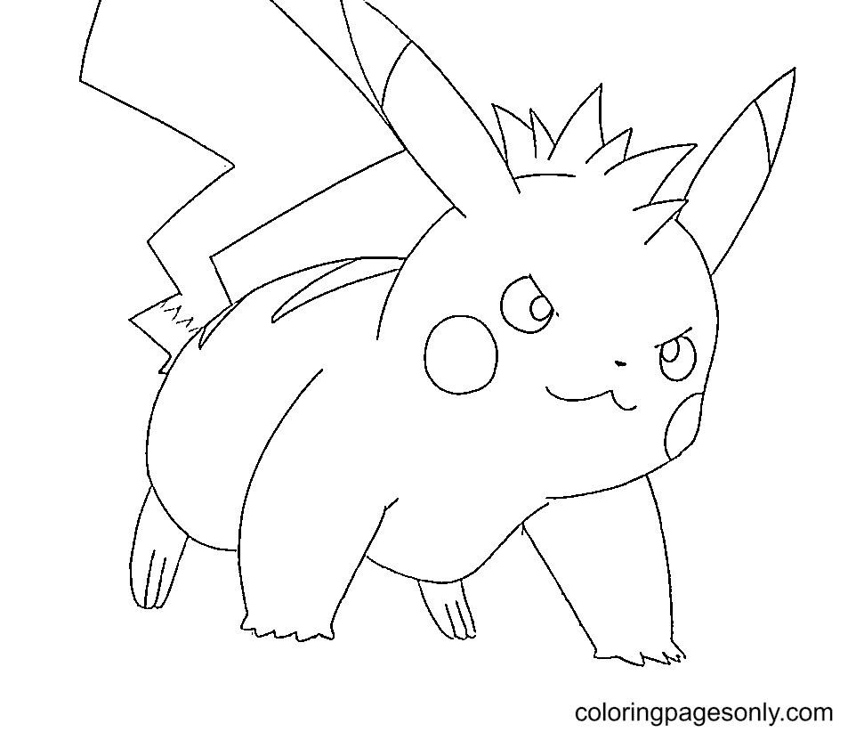 Desenhos para colorir de Pikachu pronto para lutar - Desenhos para