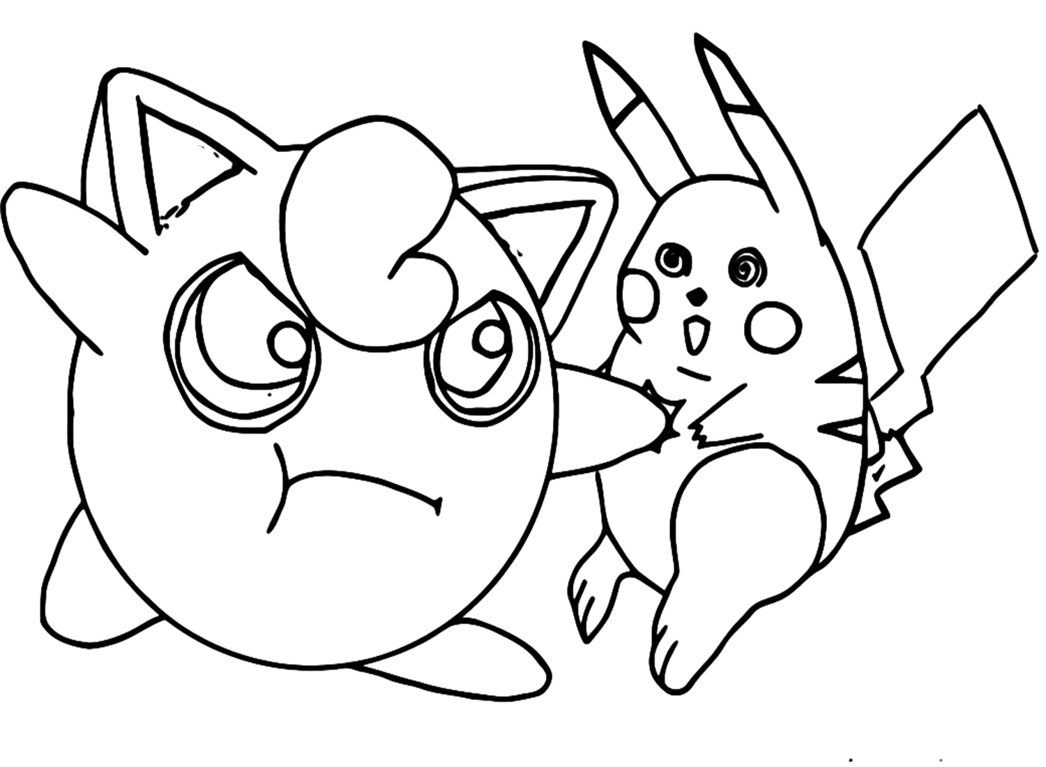 Pikachu And Jigglypuff Coloring Page