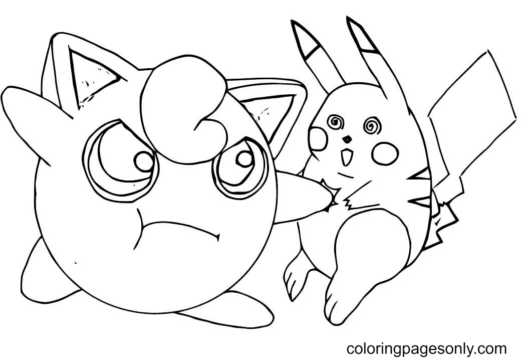 Pikachu and Jigglypuff Coloring Page