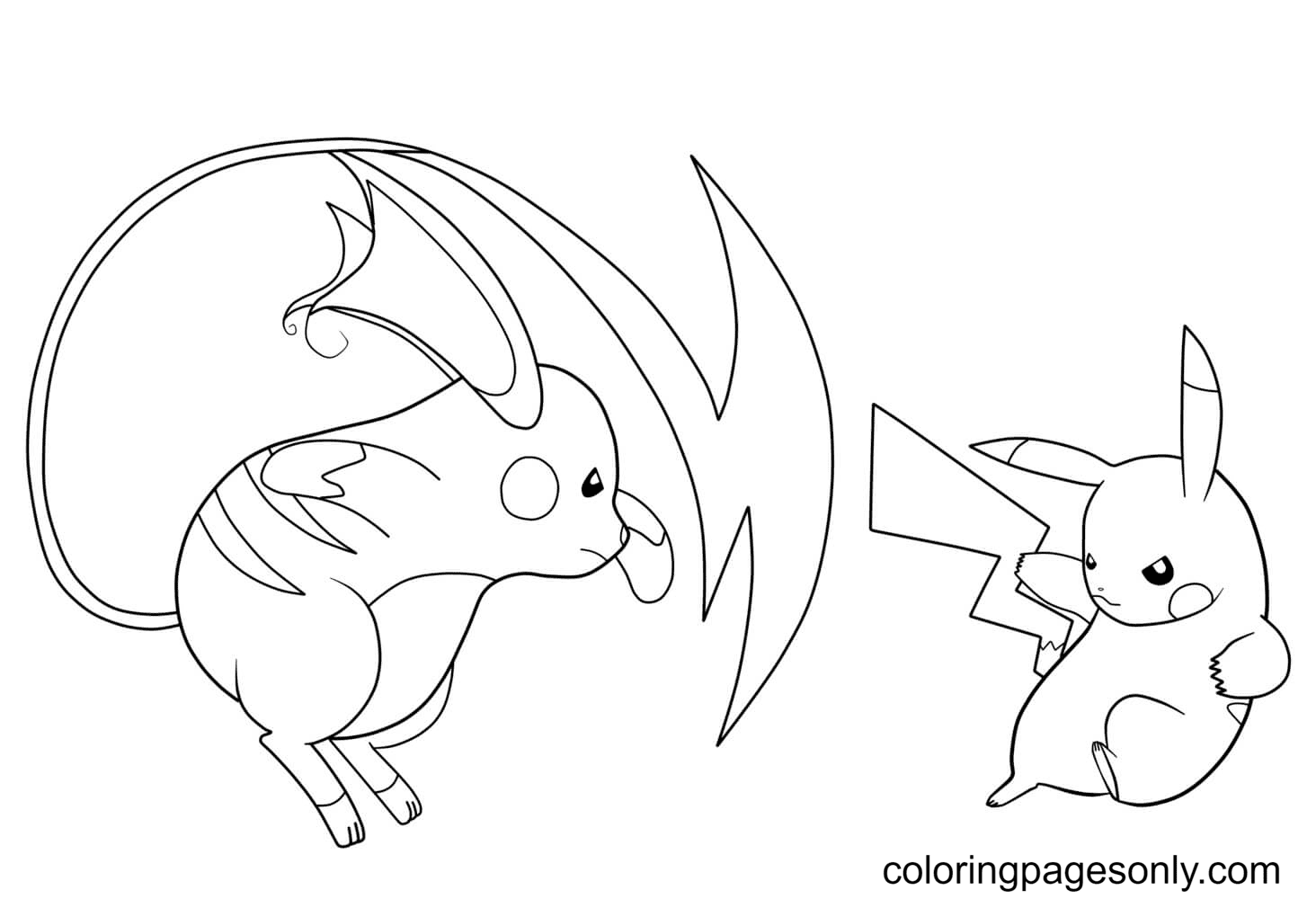 Desenhos de Pokemon Raichu 10 para Colorir e Imprimir