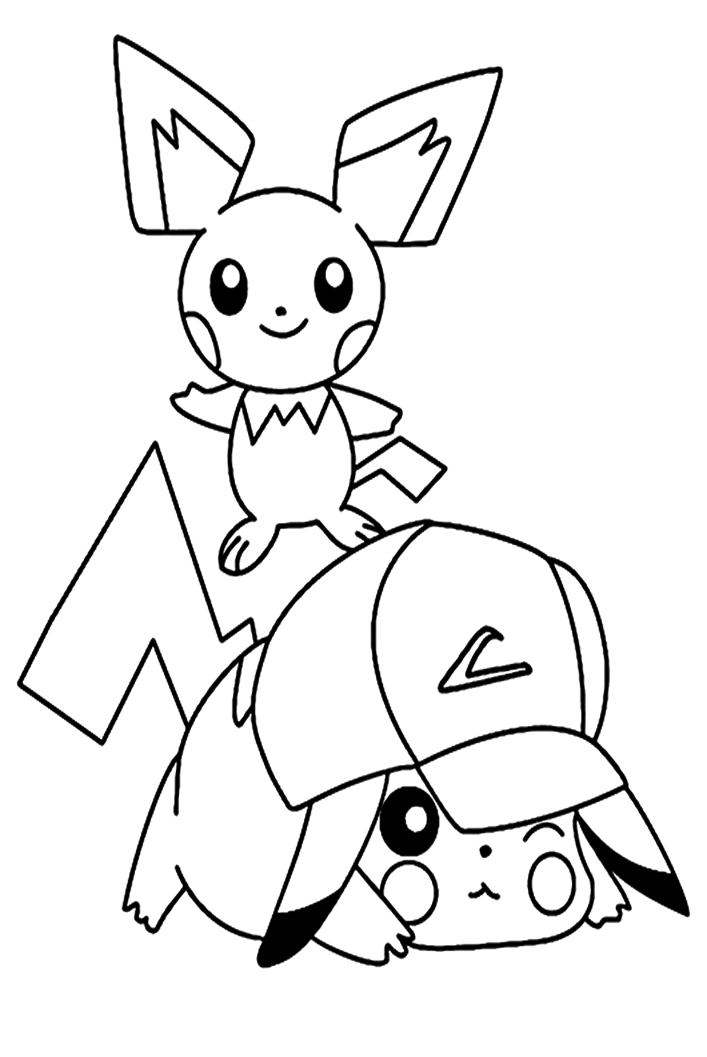 Pikachu With Hat Coloring Pages