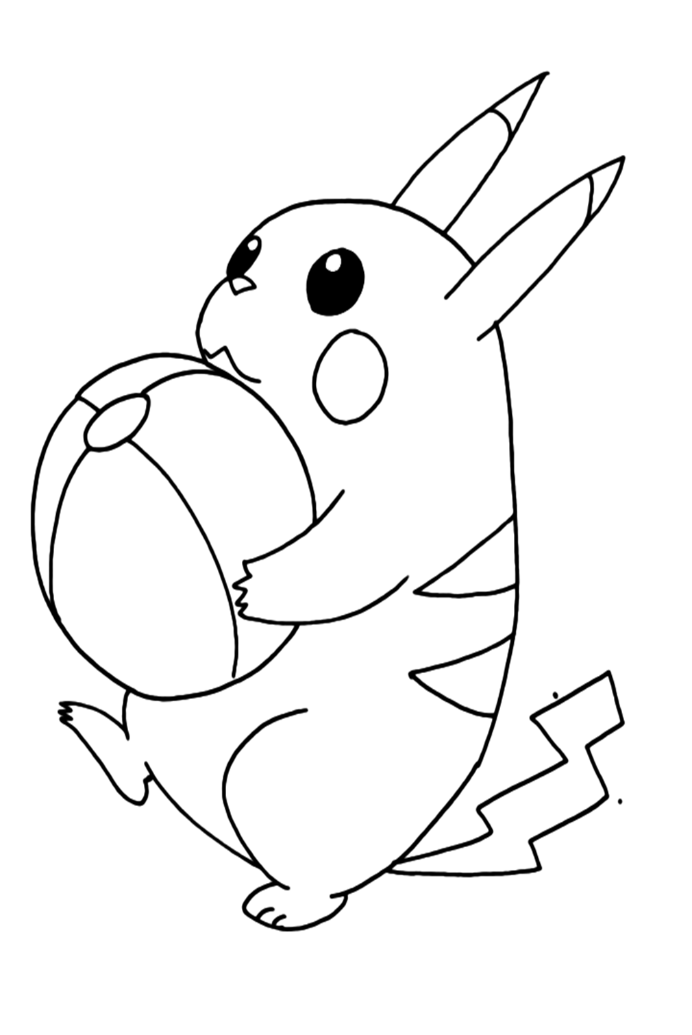 Pikachu With A Ball Coloring Pages