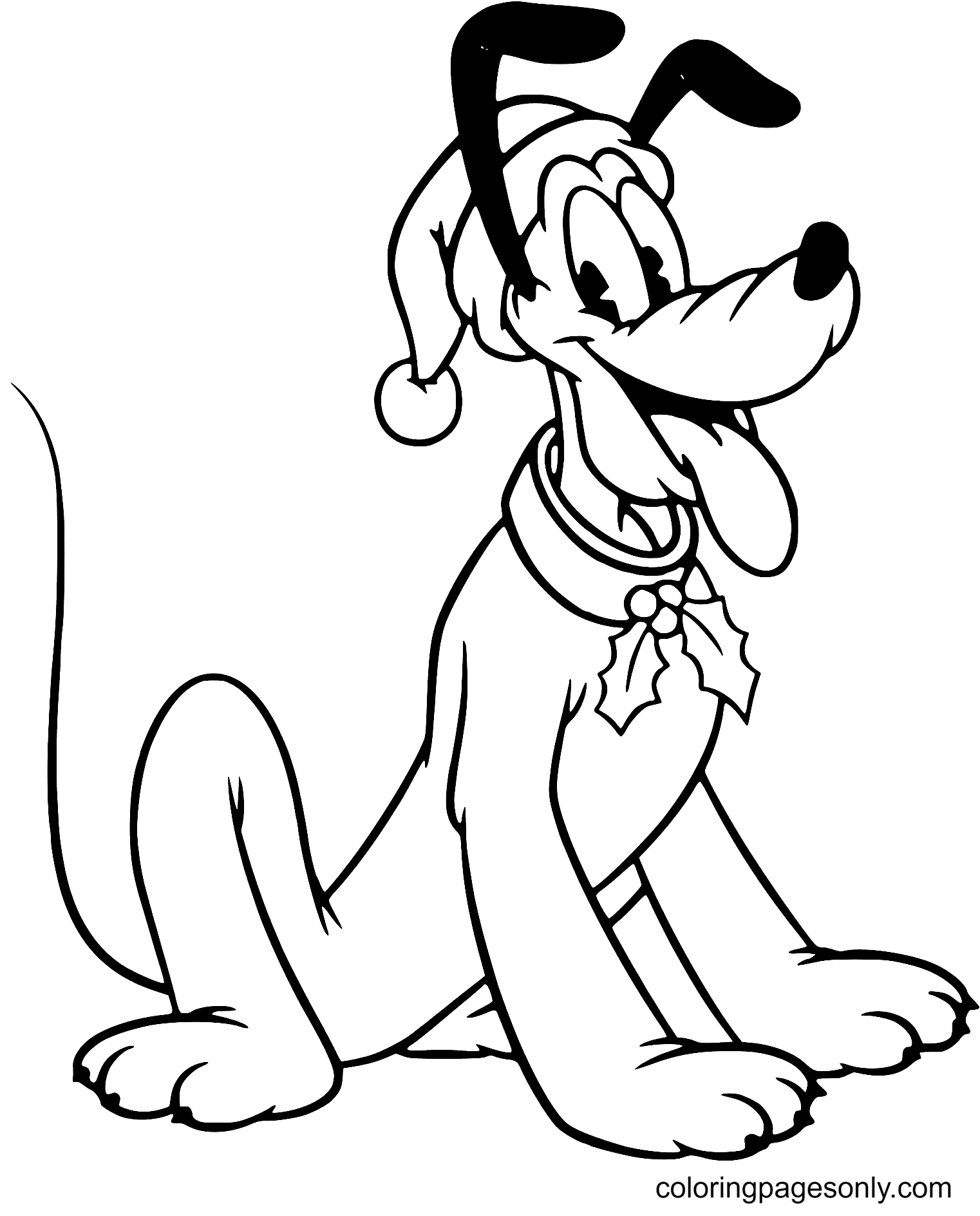Pluto Wearing Hat Santa Coloring Pages