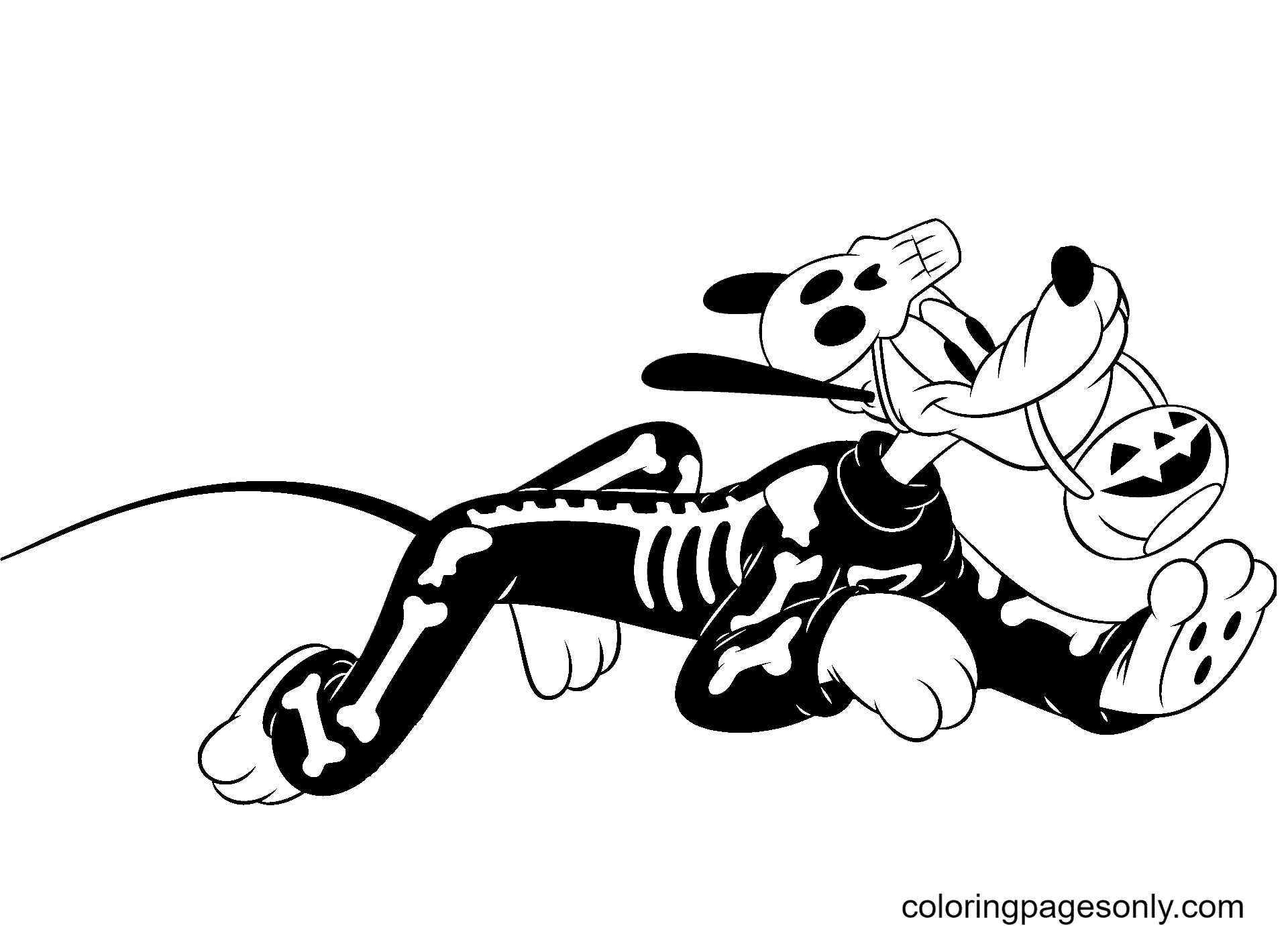 Pluto als skelet uit Disney Halloween