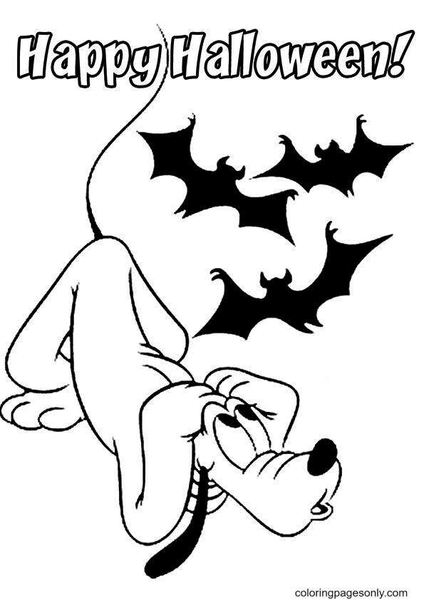 Pluto with Bats Coloring Page