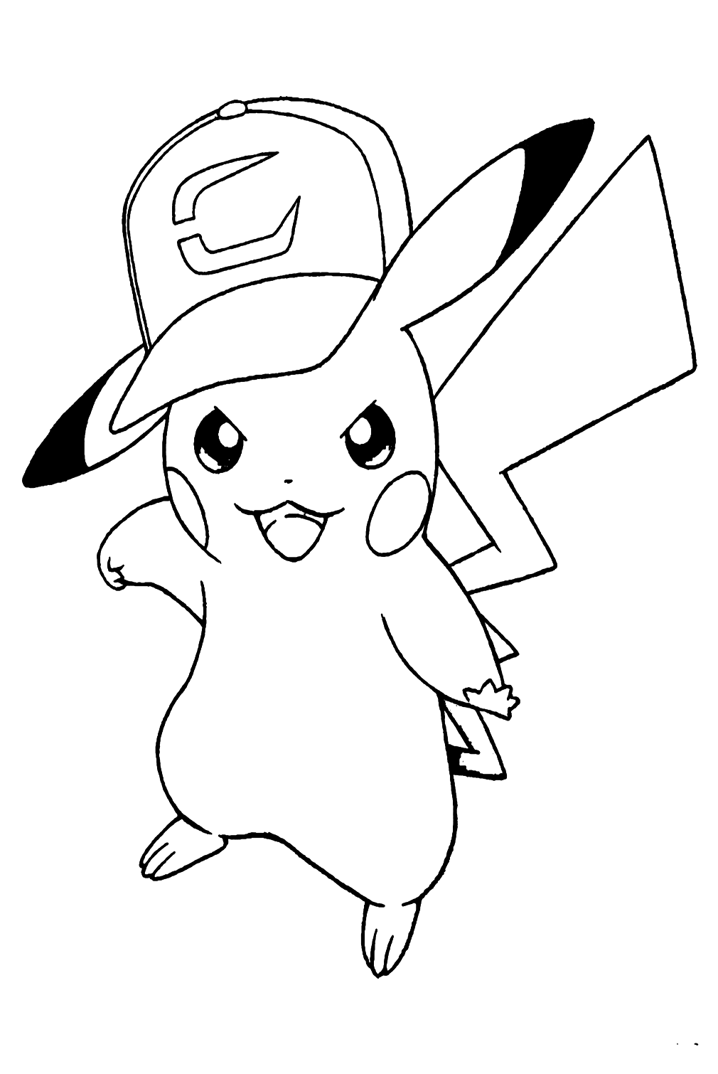 Pokemon Pikachu Wearing A Hat Coloring Page