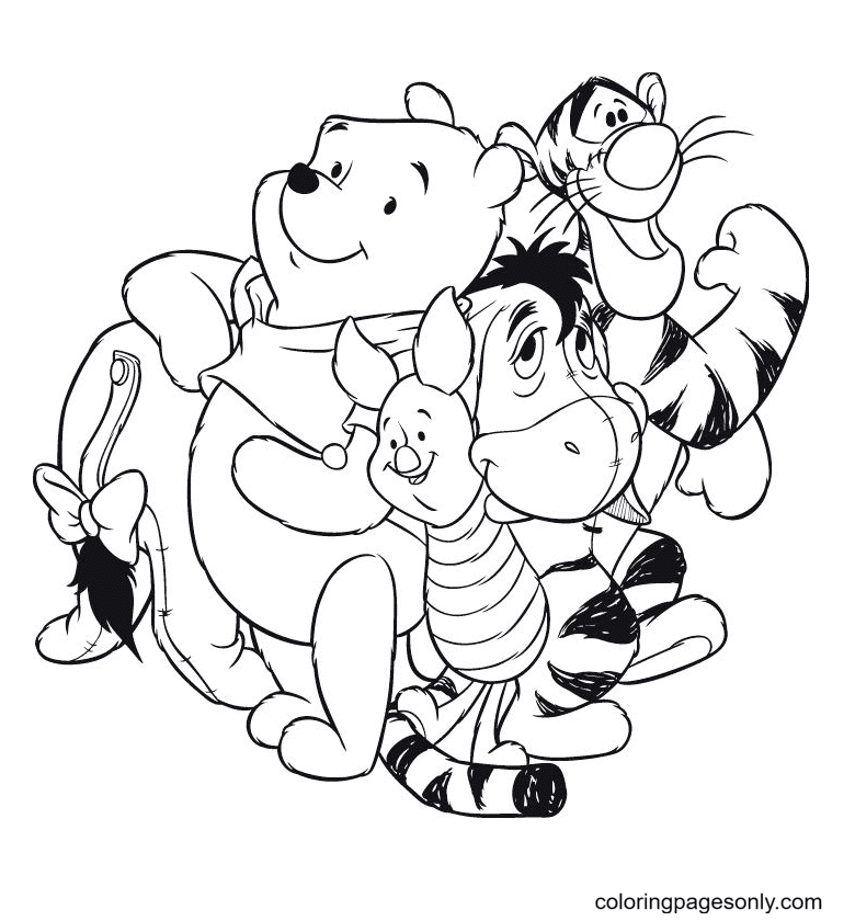 Pooh and His Friends Coloring Page