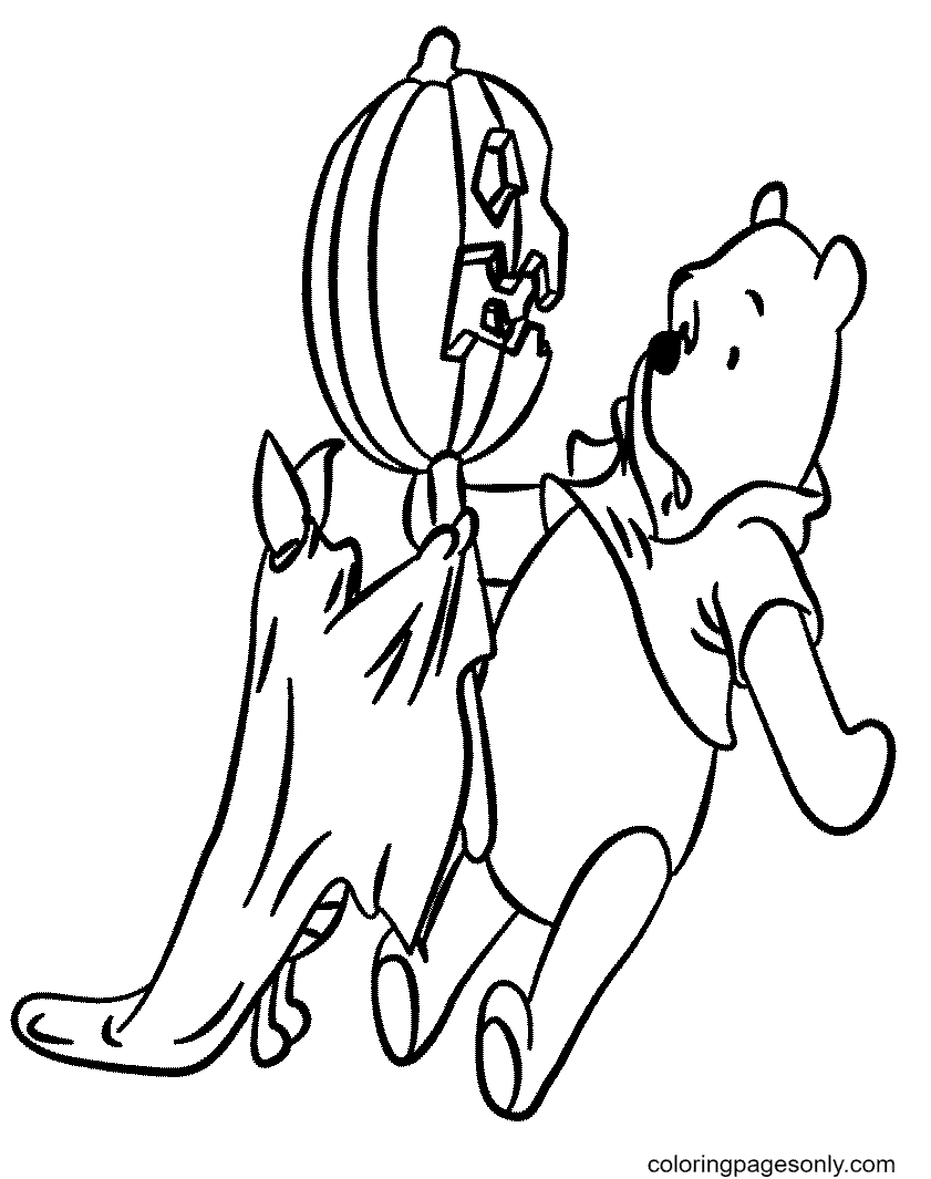Pooh and Piglet Halloween Coloring Page