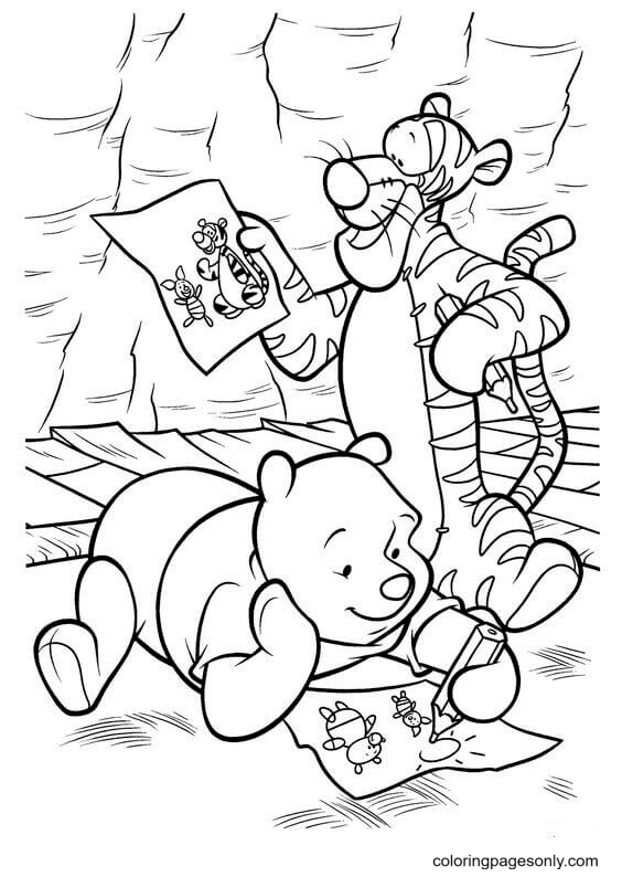Pooh y Tigger Página para Colorear