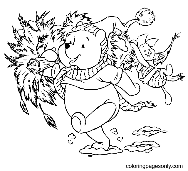 Winnie The Pooh As Santa Claus Coloring Page Printabl - vrogue.co