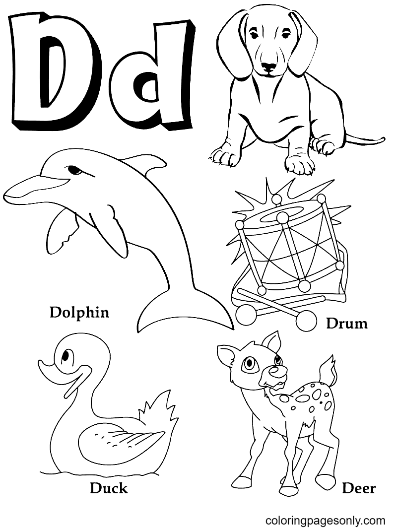 D is for Drum Coloring Pages   Letter D Coloring Pages   Coloring ...