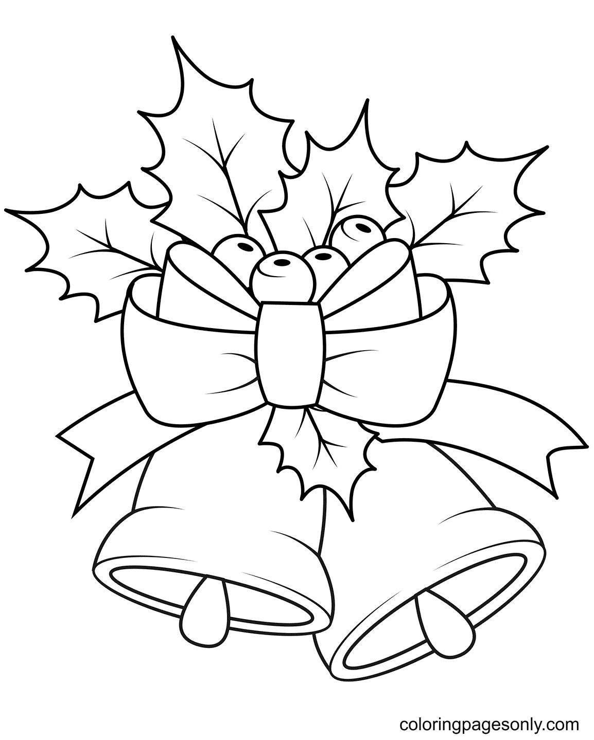 Pretty Christmas Bells Coloring Page