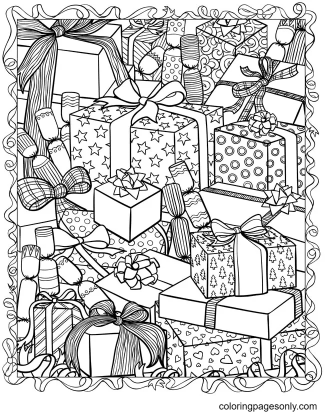 Pretty Christmas Gift Box Coloring Pages