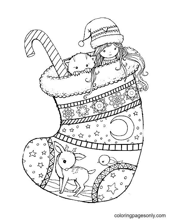 Pretty Christmas Stockings Coloring Page