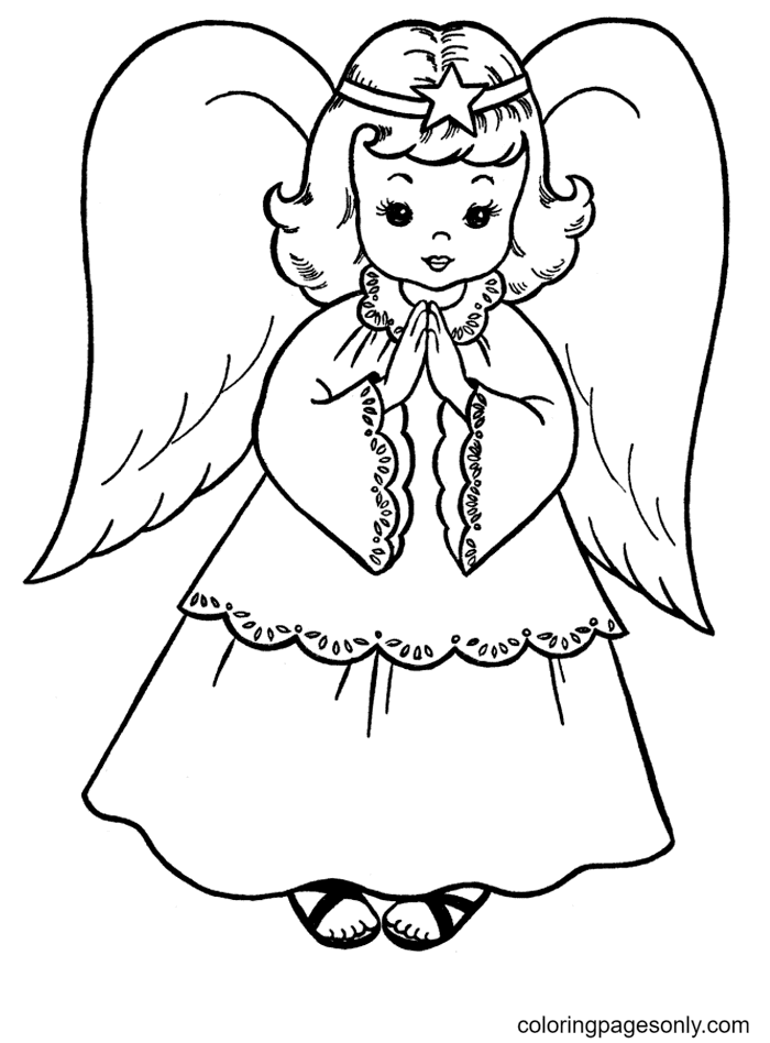 Desenho de um lindo anjo para colorir