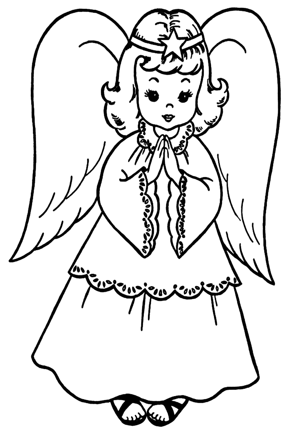 Pretty Little Angel Coloring Page