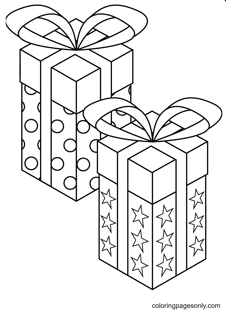 Pretty Pair of Christmas Presents Coloring Page