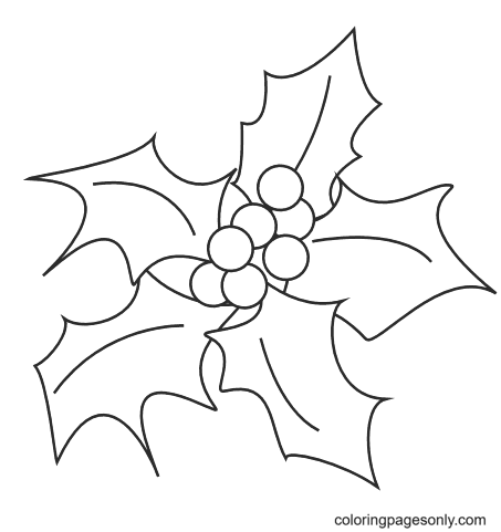 Print Christmas Holly Coloring Pages