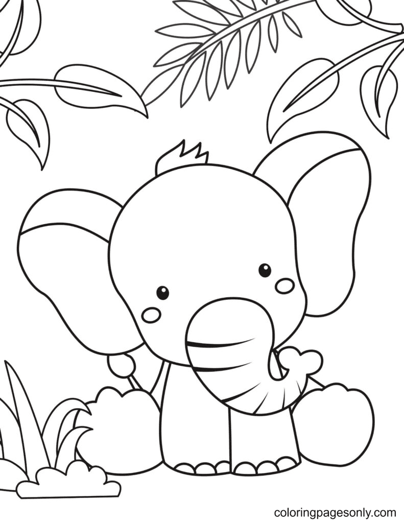 Afdrukbare babyolifant van Elephant