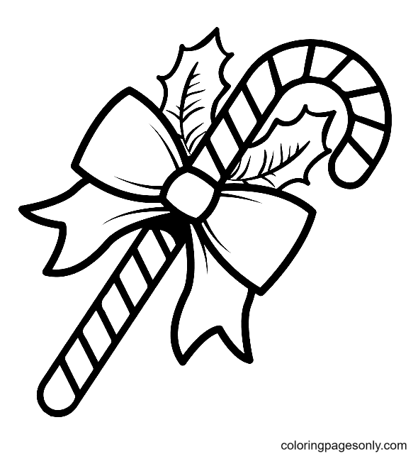Printable Christmas Candy Cane For Kids Coloring Pages