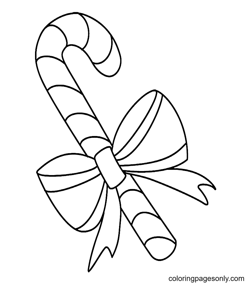 Printable Christmas Candy Cane Coloring Page