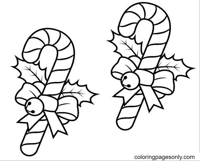 Printable Christmas Candy Canes Coloring Page