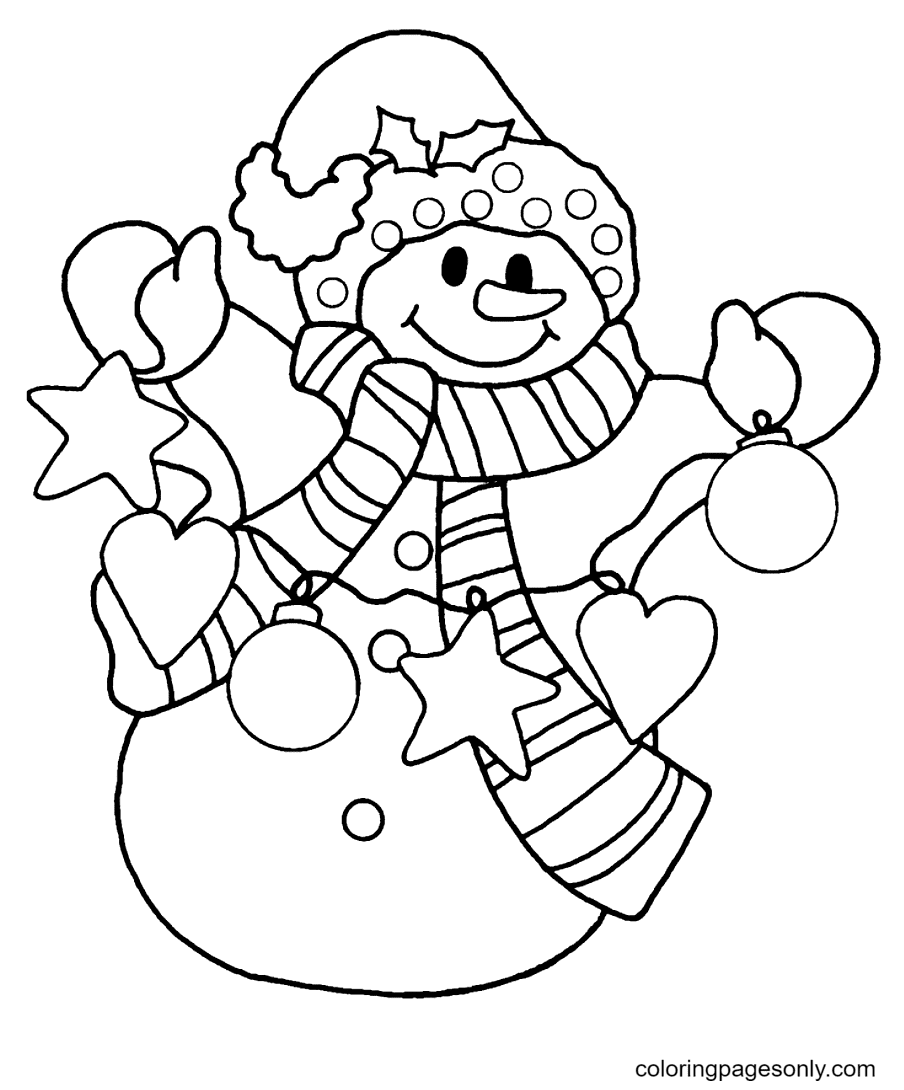 Printable Christmas Snowman Coloring Page