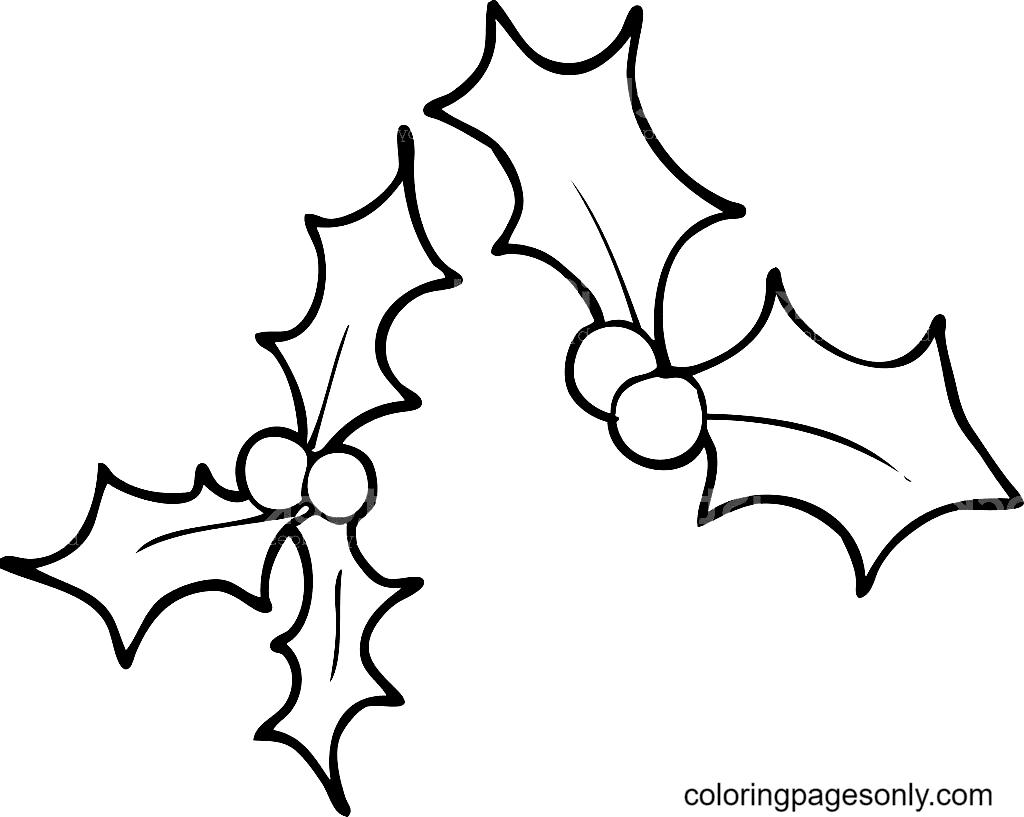 Printable Holly Christmas Coloring Pages