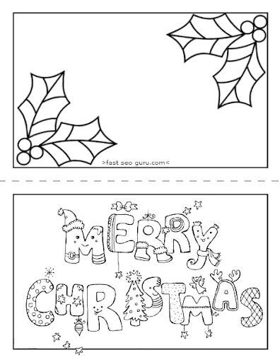 Printable Merry Christmas Card Coloring Pages