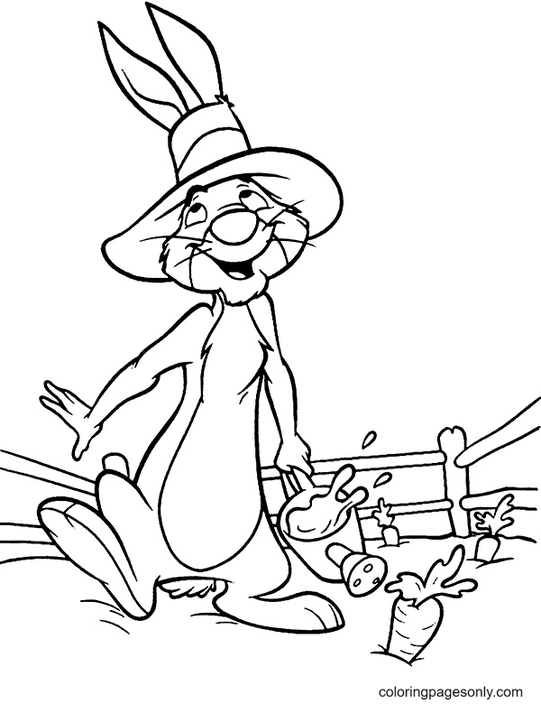Conejo en el jardín Página para colorear