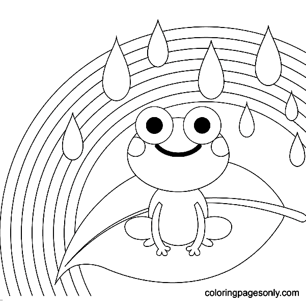 Rainbow and Frog Coloring Pages