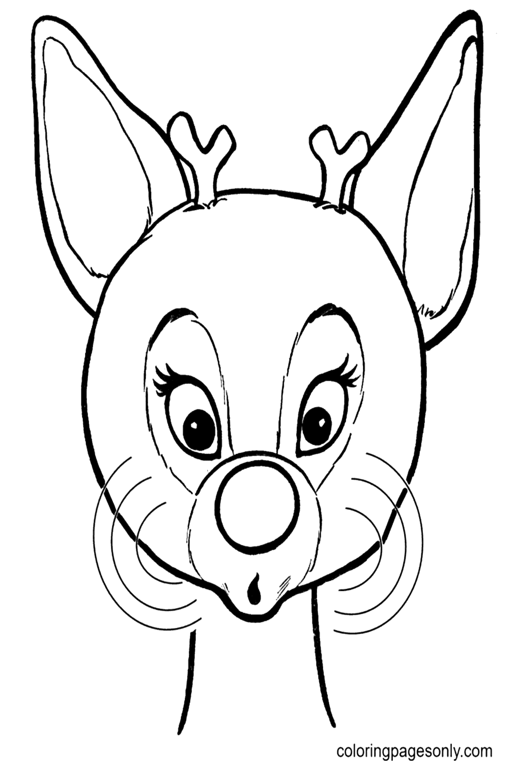 Red Nosed Reindeer Cute Coloring Pages