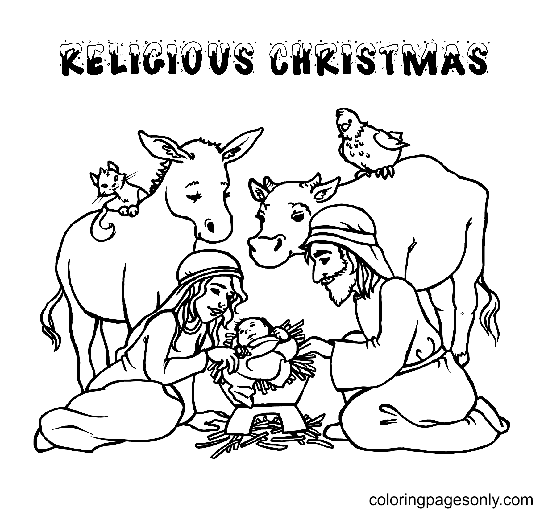 Religious Christmas Coloring Page