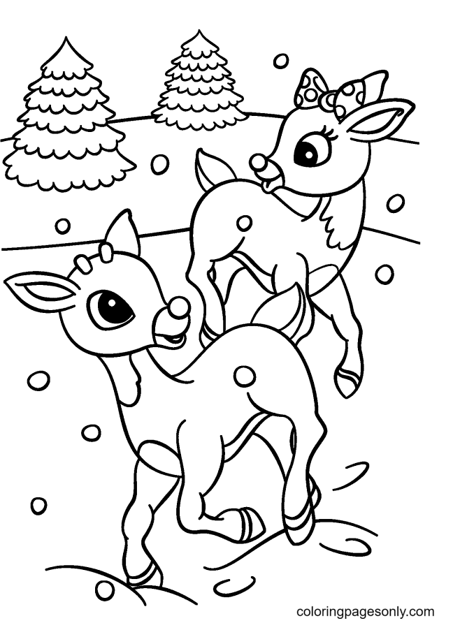 Rudolph Reindeer Coloring Page