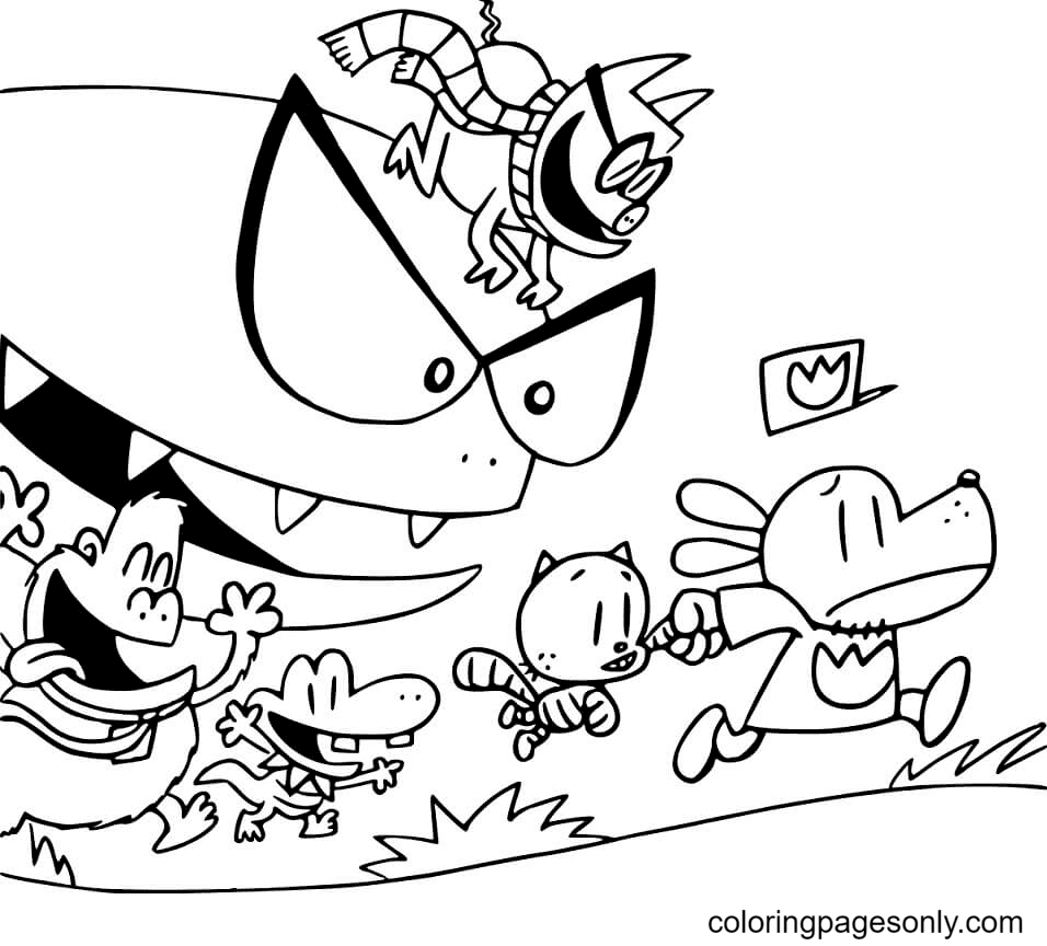 Running Dog Man Coloring Pages