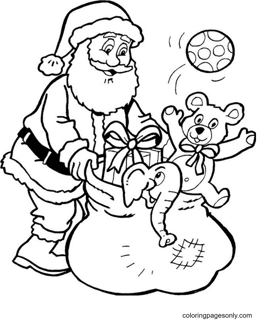 Der Weihnachtsmann sammelt die Spielsachen vom Weihnachtsmann