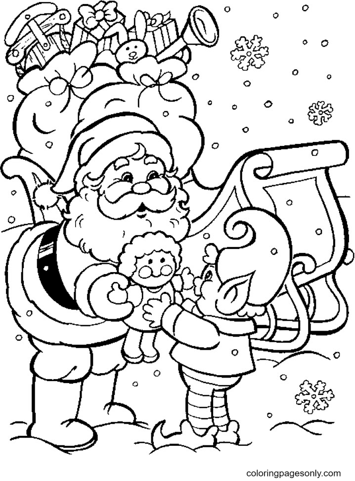Santa Claus Gives Toys Coloring Pages