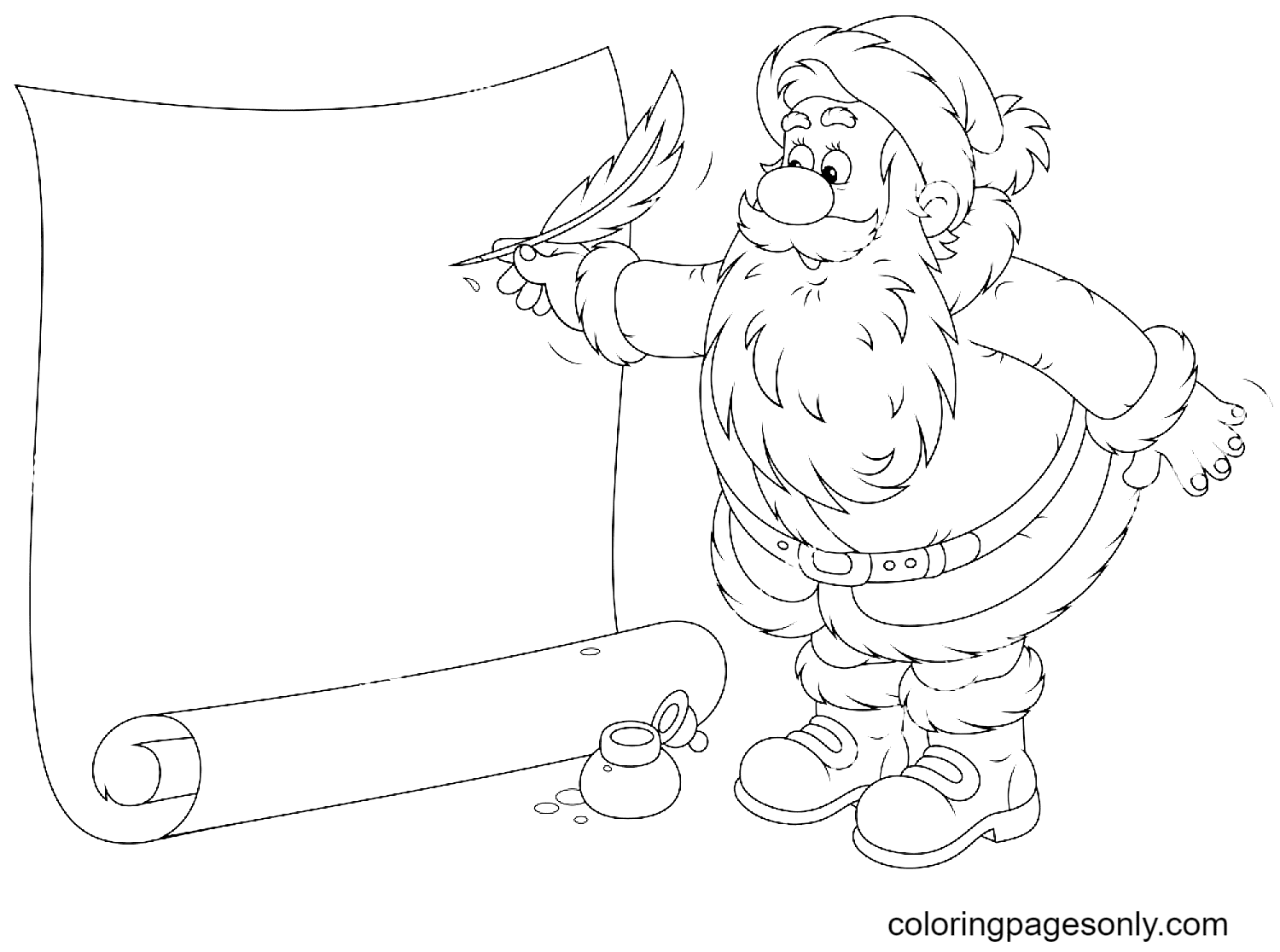 Santa Claus Writing a Holiday Ad Coloring Page