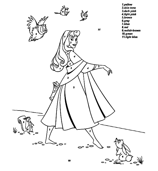 Sleeping Beauty Color By Number Coloring Pages