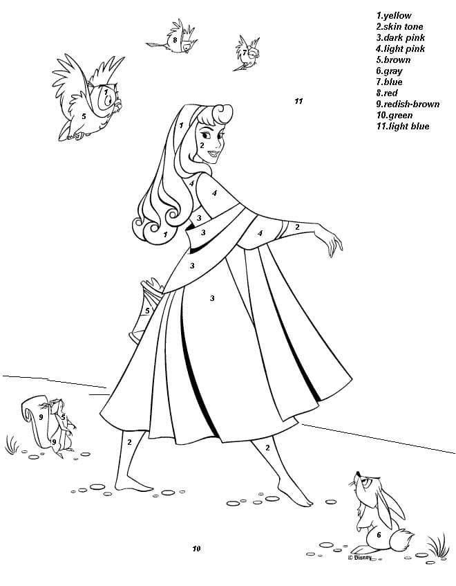 Sleeping Beauty Color By Number Coloring Page