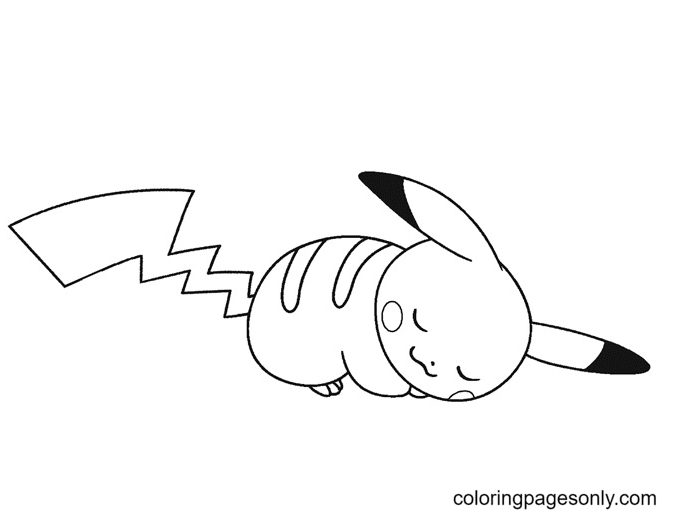 Sleeping Pikachu Coloring Page