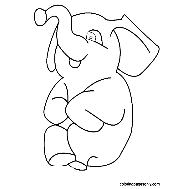 Smiling Baby Elephant Coloring Pages
