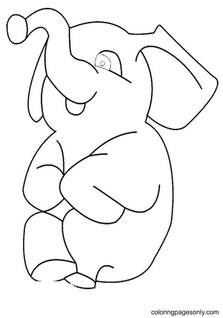 Smiling Baby Elephant Coloring Page