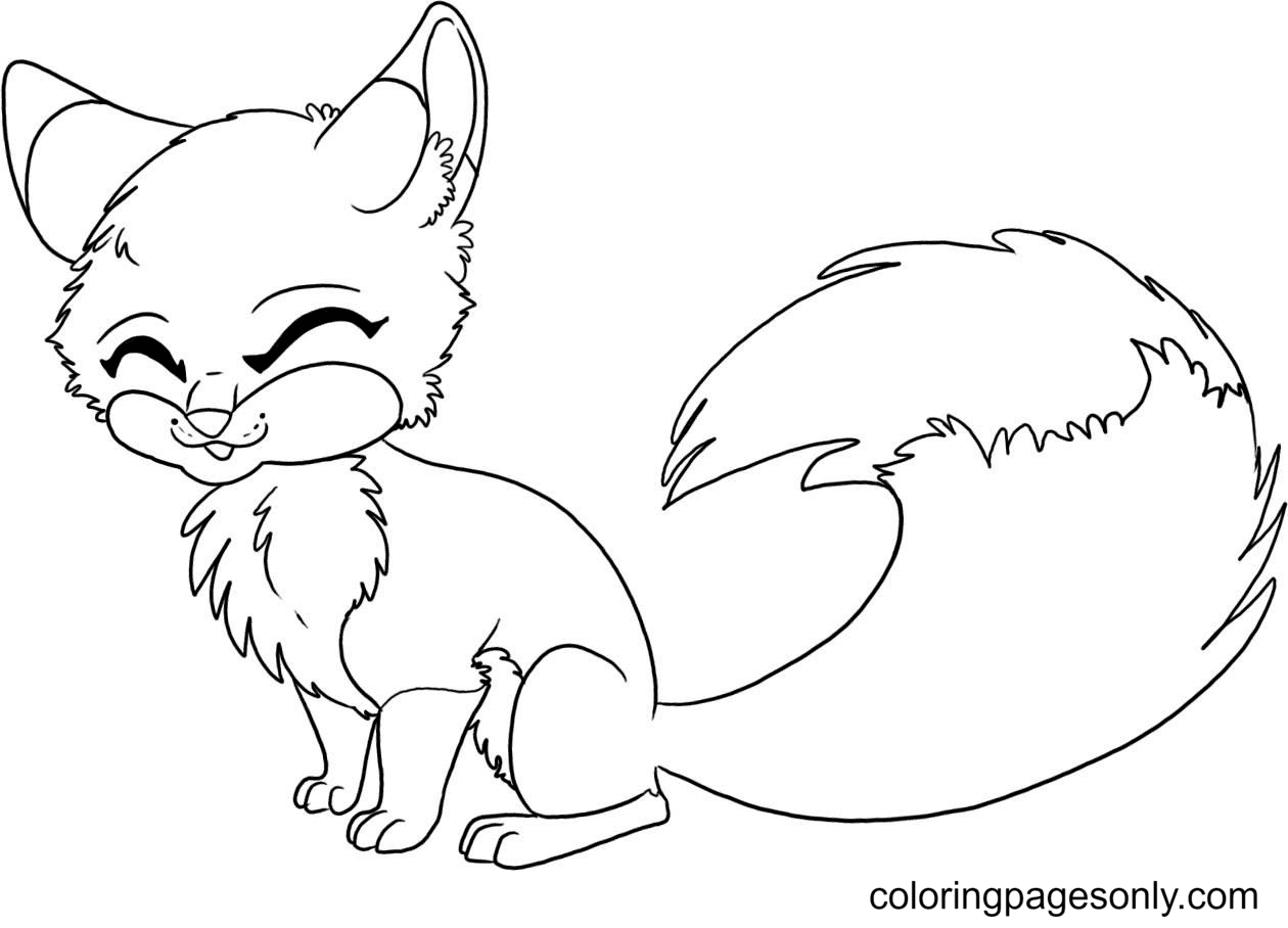 Smiling Baby Fox Coloring Page
